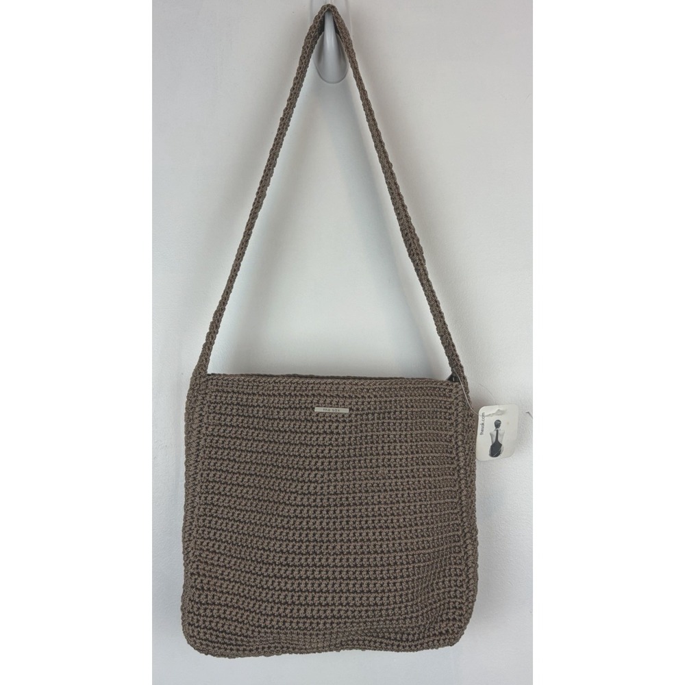 The Sak Crochet Shoulder Bag Women Medium Taupe Beige Boho Cottagecore New